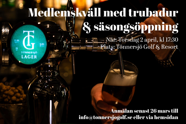 Medlemskväll med trubadur & säsongsöppning - 2 april