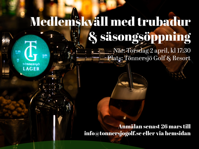 Medlemskväll med trubadur & säsongsöppning - 2 april